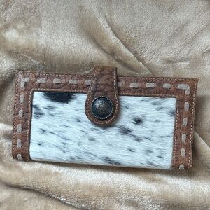 Myra Bag Brown Leather & White Speckled Hair-on-Hide Wallet